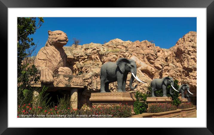 Leopard and elephants  Framed Mounted Print by Adrian Turnbull-Kemp
