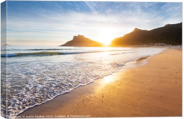 Hout Bay at sunset, near Cape Town, South Africa Canvas Print by Justin Foulkes