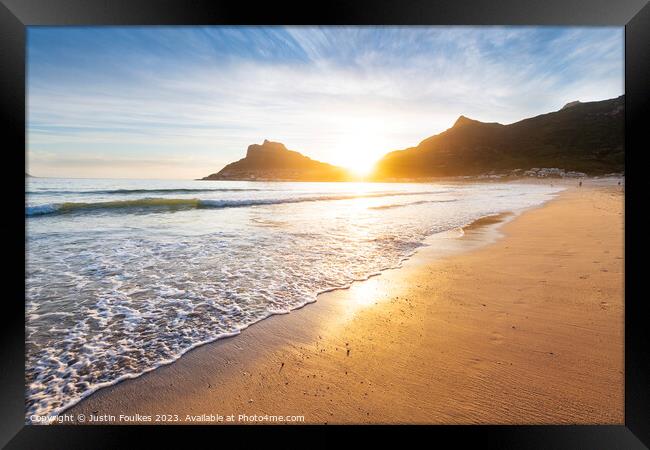 Hout Bay at sunset, near Cape Town, South Africa Framed Print by Justin Foulkes