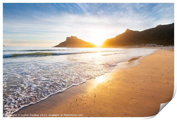 Hout Bay at sunset, near Cape Town, South Africa Print by Justin Foulkes