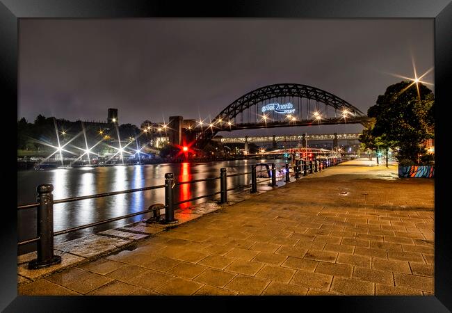 Illuminating Newcastles Vibrant Nightlife Framed Print by Tim Hill