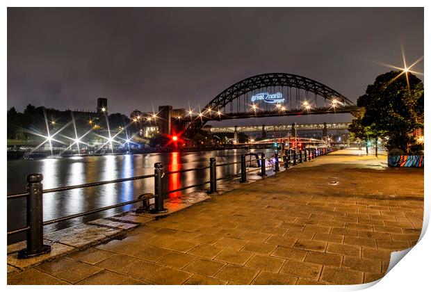 Illuminating Newcastles Vibrant Nightlife Print by Tim Hill