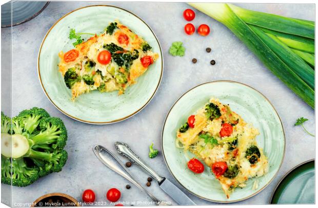 Potato gratin with broccoli Canvas Print by Mykola Lunov Mykola