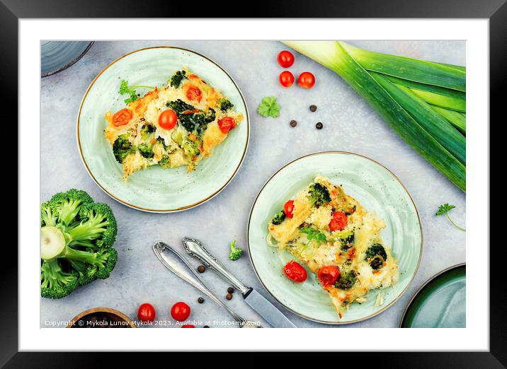 Potato gratin with broccoli Framed Mounted Print by Mykola Lunov Mykola