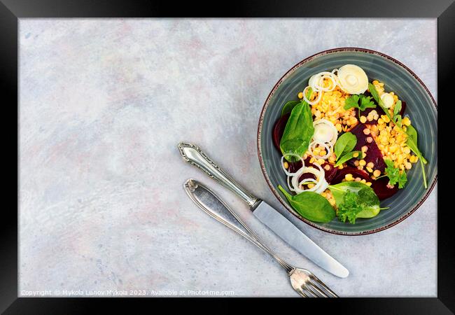 Vegetarian lentil salad, diet food Framed Print by Mykola Lunov Mykola
