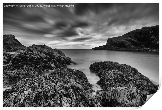 Moody Monochrome Cove in North Wales Print by Derek Daniel