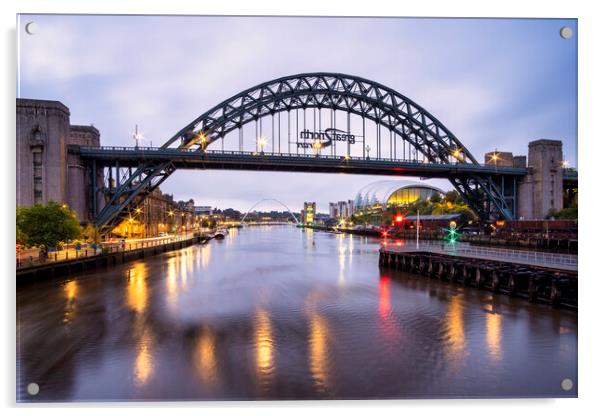 Tyne Bridge to Millennium Bridge Acrylic by Tim Hill