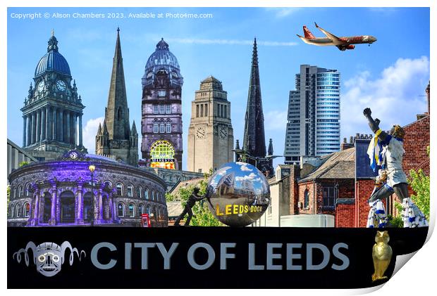City Of Leeds Composite  Print by Alison Chambers