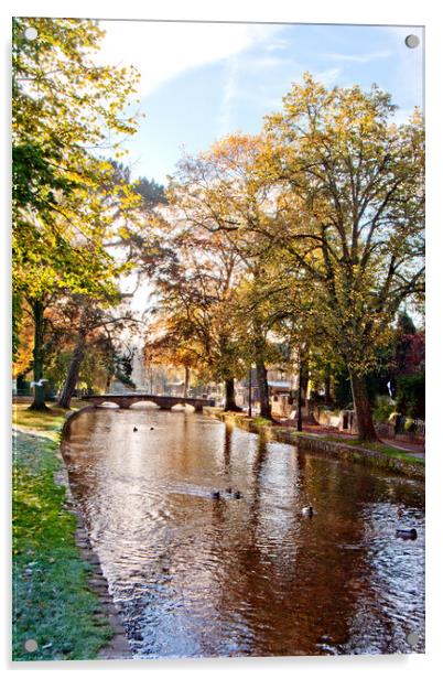 Bourton on the Water Autumn Trees Cotswolds UK Acrylic by Andy Evans Photos