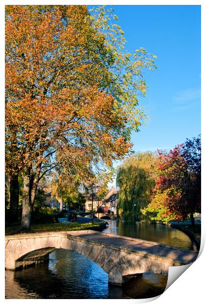 Bourton on the Water Autumn Trees Cotswolds UK Print by Andy Evans Photos