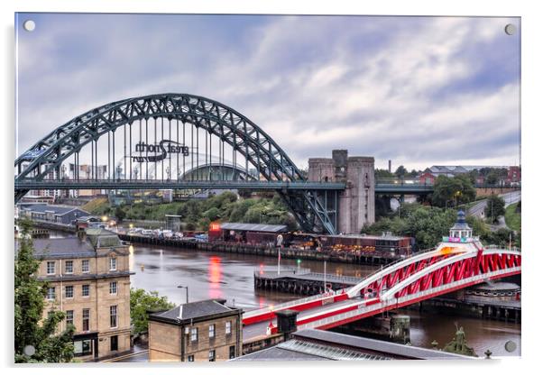 The Majestic Bridges of Newcastle Acrylic by Tim Hill