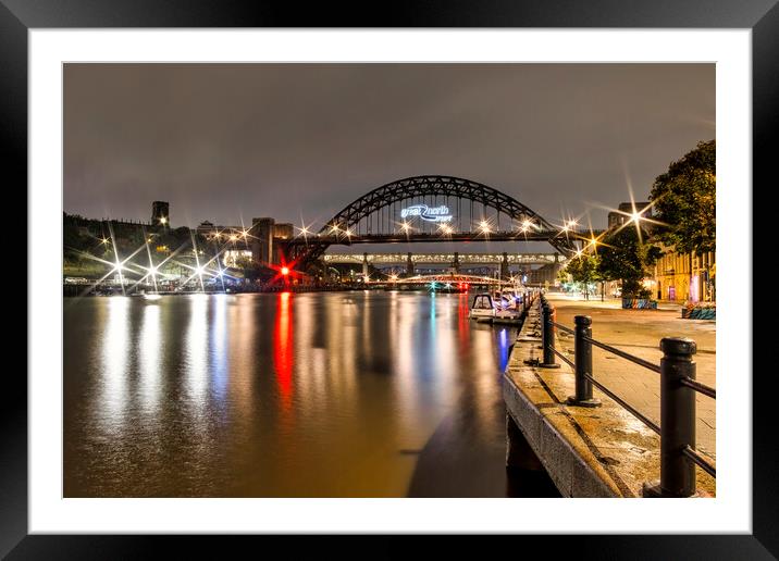 Newcastle Quayside at Night Framed Mounted Print by Tim Hill