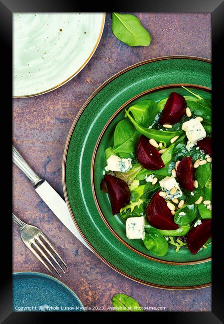 Beetroot salad with blue cheese and pine nuts Framed Print by Mykola Lunov Mykola
