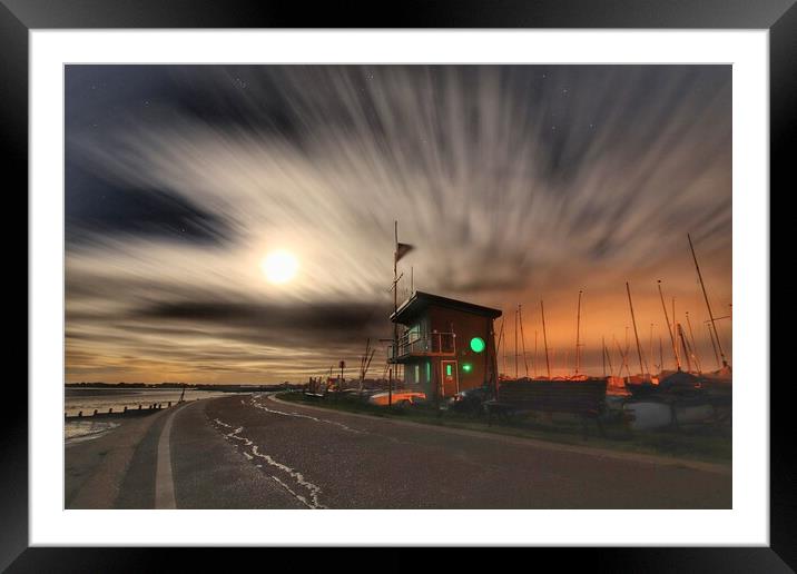 Brightlingsea Prom under moonlight  Framed Mounted Print by Tony lopez