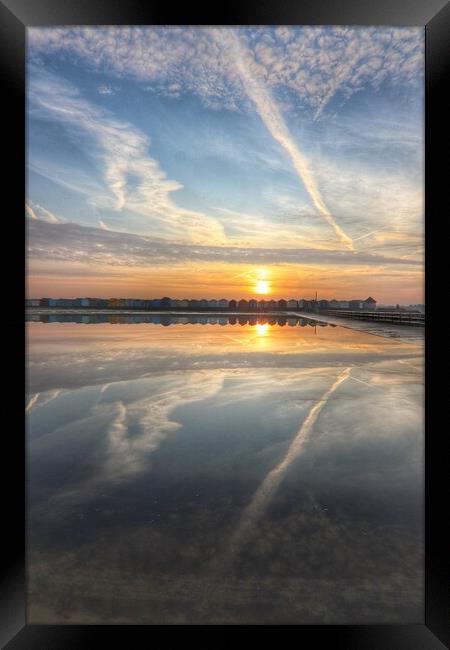 Brightlingsea tidal pool sunrise reflections Framed Print by Tony lopez
