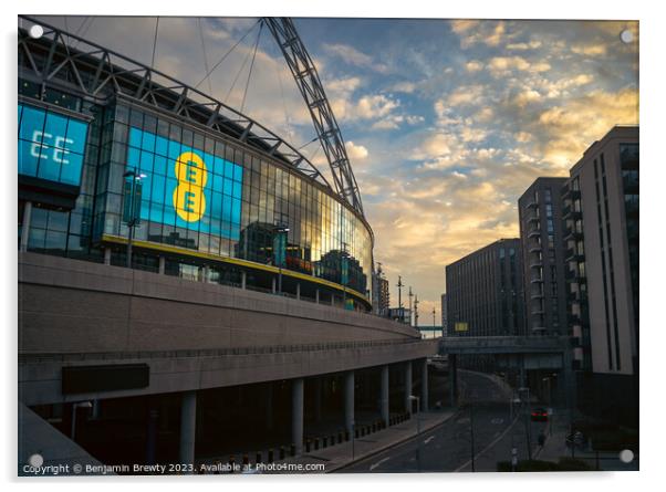 Wembley Stadium Sunset  Acrylic by Benjamin Brewty
