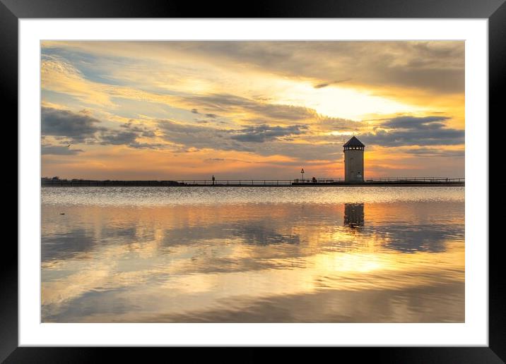 A sunset over Brightlingsea Batemans tower.  Framed Mounted Print by Tony lopez
