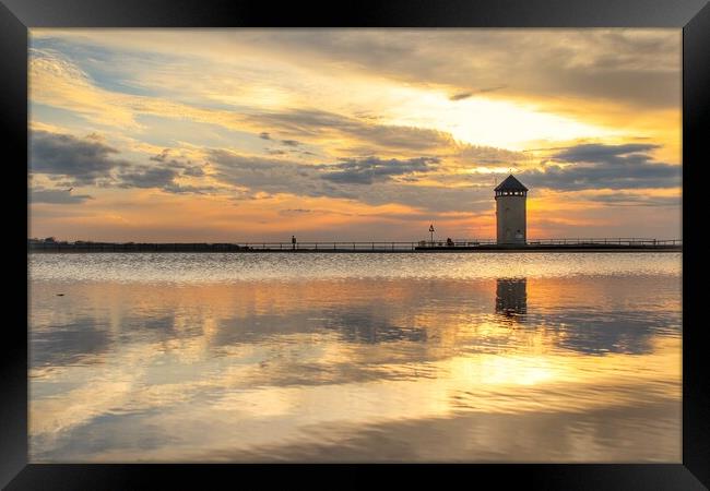 A sunset over Brightlingsea Batemans tower.  Framed Print by Tony lopez