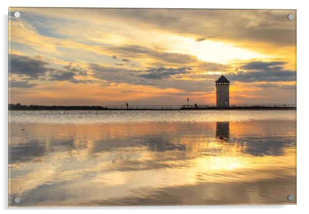 A sunset over Brightlingsea Batemans tower.  Acrylic by Tony lopez