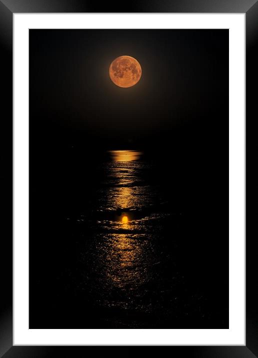 Moon down over the Brightlingsea Creek  Framed Mounted Print by Tony lopez
