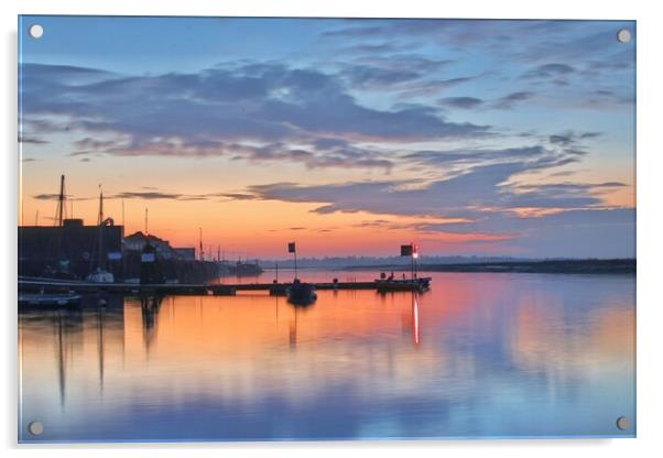 Sunrise colours and reflections over Brightlingsea Harbour in Essex  Acrylic by Tony lopez