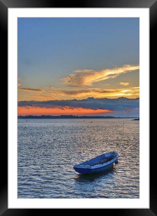 Sunset colours over the Brightlingsea Creek  Framed Mounted Print by Tony lopez
