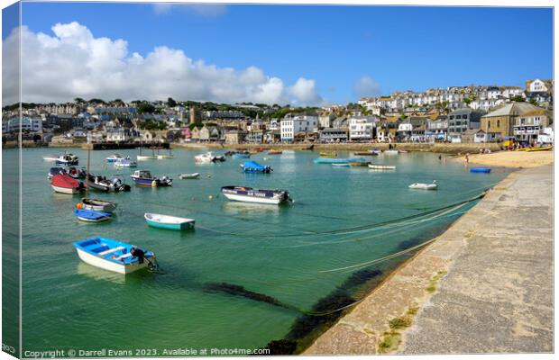 St Ives and boats Canvas Print by Darrell Evans