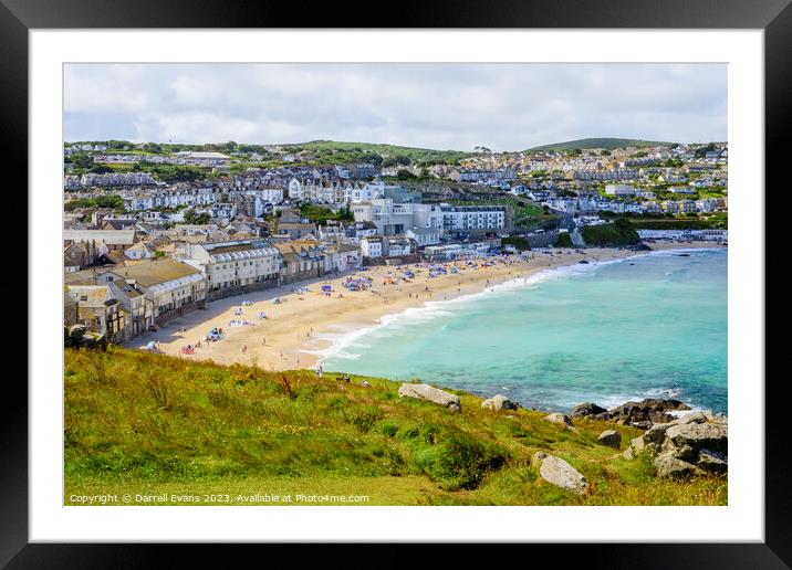 St Ives Beach Framed Mounted Print by Darrell Evans