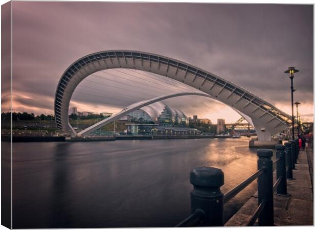Iconic Gateshead Bridge at Twilight Canvas Print by Rob Cole