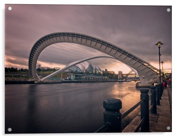 Iconic Gateshead Bridge at Twilight Acrylic by Rob Cole