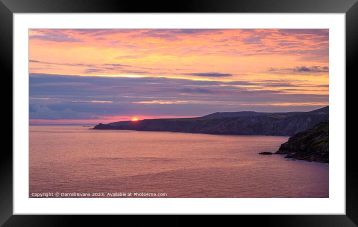 Sunset over the Cornish Coast Framed Mounted Print by Darrell Evans