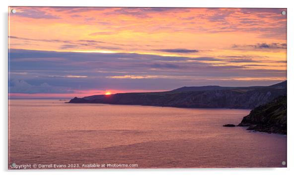 Sunset over the Cornish Coast Acrylic by Darrell Evans