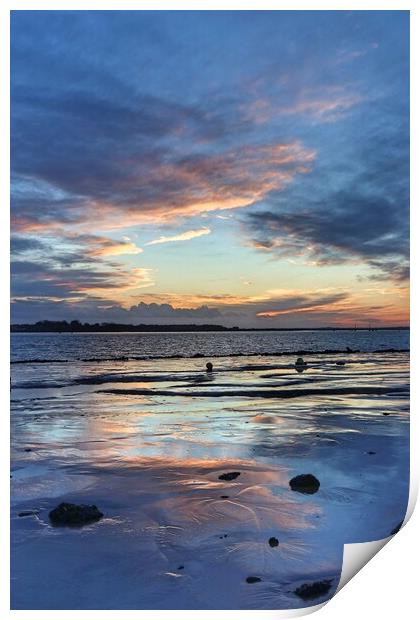 Brightlingsea creek at sunset colour reflections Outdoor oceanbeach Print by Tony lopez
