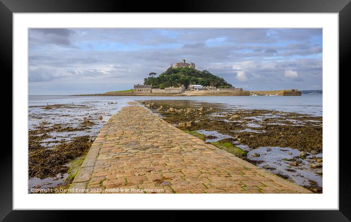 St Michael's Mount Causeway Framed Mounted Print by Darrell Evans