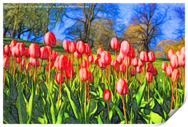 Pink Tulips in the Spring Impressions Print by Taina Sohlman