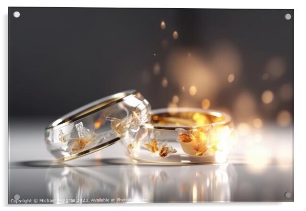 Two wedding rings made of light and energy created with generati Acrylic by Michael Piepgras