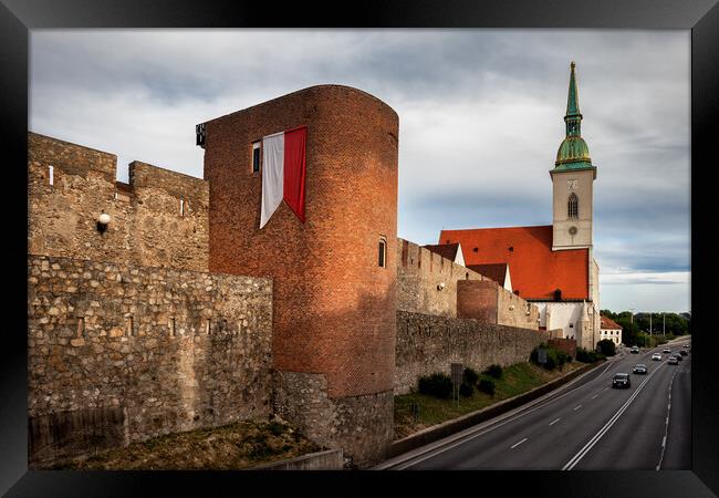 Old City Wall and St Martin's Cathedral in Bratislava Framed Print by Artur Bogacki