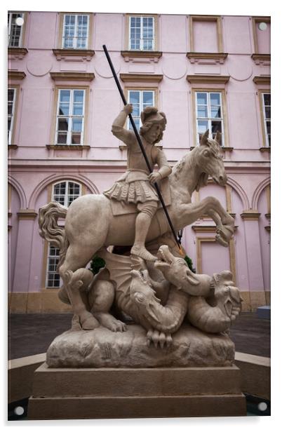 Fountain Of Saint George And The Dragon in Bratislava Acrylic by Artur Bogacki