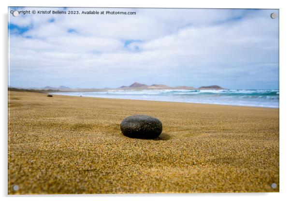 Empty beach with black stone in the foreground Acrylic by Kristof Bellens