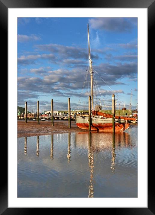 Smack at the scrubbing posts Brightlingsea  Framed Mounted Print by Tony lopez