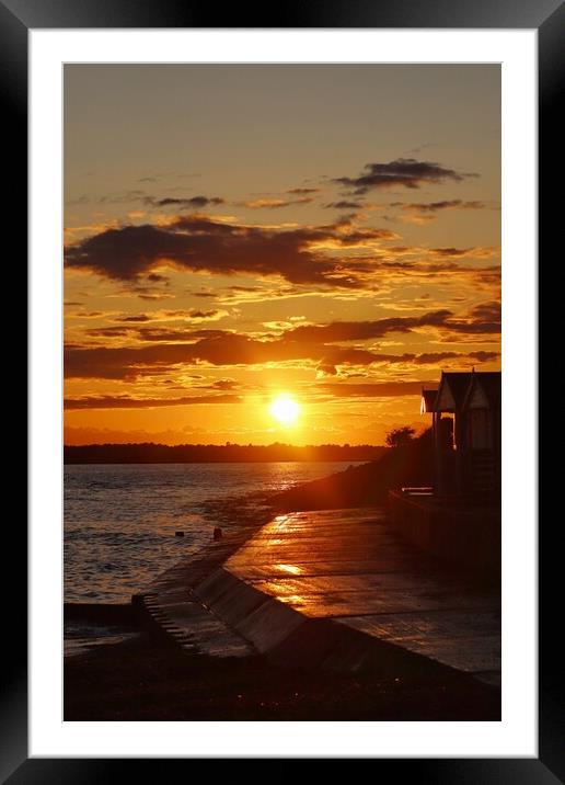 Sunset over Brightlingsea Beach  Framed Mounted Print by Tony lopez