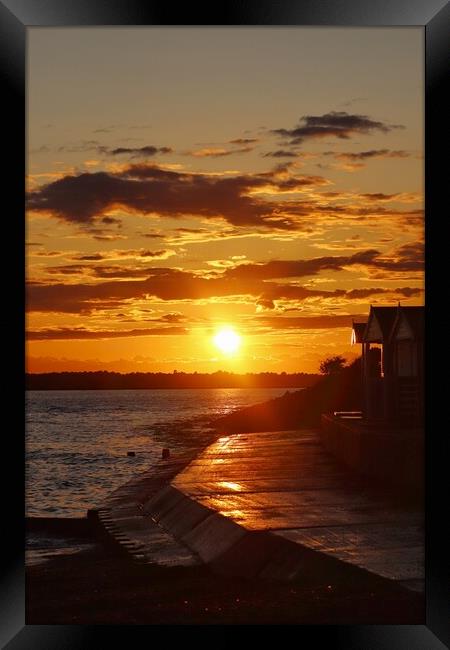 Sunset over Brightlingsea Beach  Framed Print by Tony lopez