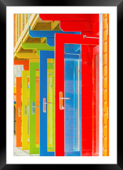 Vibrant Scarborough Beach Huts Framed Mounted Print by Tim Hill