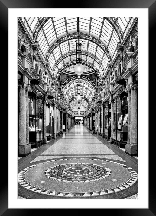 Leeds County Arcade Black and White Framed Mounted Print by Tim Hill