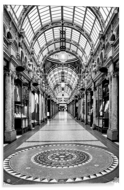 Leeds County Arcade Black and White Acrylic by Tim Hill