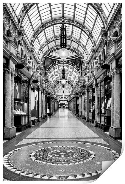 Leeds County Arcade Black and White Print by Tim Hill