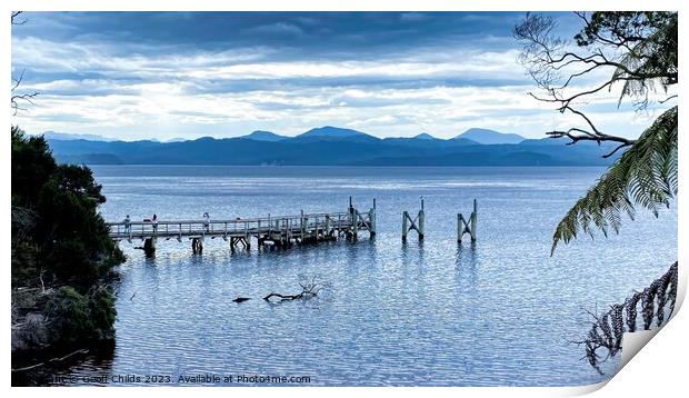 Tasmania West Coast. Blue coloured Tasmanian scenic waterscape w Print by Geoff Childs