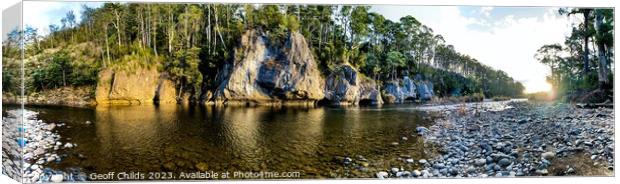 The pristine wild rugged and scenic Mercy River on West Coast of Canvas Print by Geoff Childs