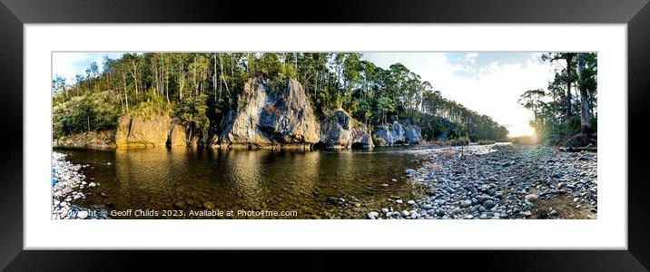The pristine wild rugged and scenic Mercy River on West Coast of Framed Mounted Print by Geoff Childs
