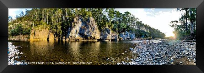 The pristine wild rugged and scenic Mercy River on West Coast of Framed Print by Geoff Childs